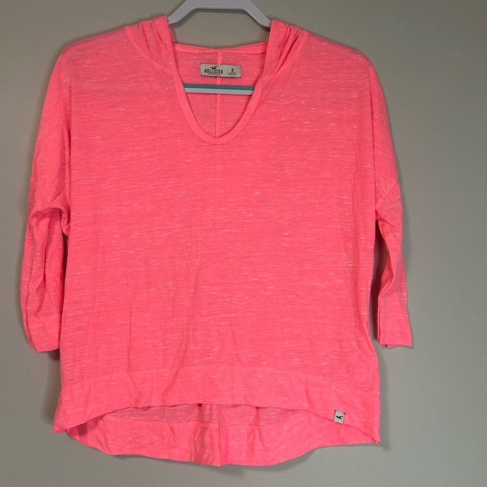 Hollister Neon Pink Lightweight Hoodie Sweatshirt, Size S